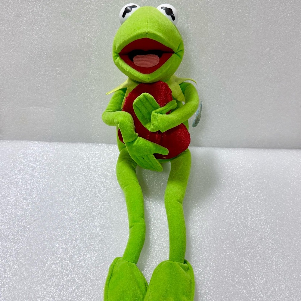 Vintage Kermit the Frog with Heart  18” Stuffed Plush Doll Jim Henson
